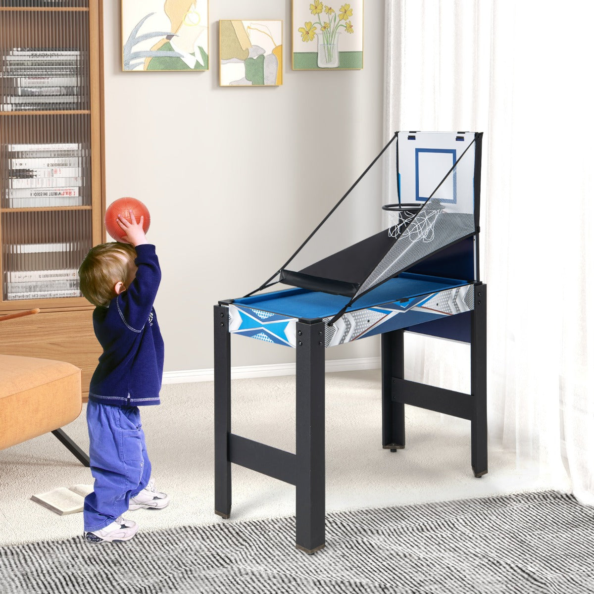 6-in-1 Combo Game Table with Basketball Billiards Ping Pong Hockey Shuffleboard Bowling