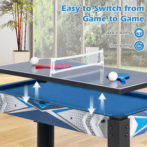 6-in-1 Combo Game Table with Basketball Billiards Ping Pong Hockey Shuffleboard Bowling