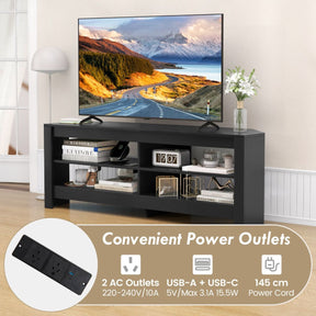 Corner TV Stand with Power Outlet for Living Room and Bedroom