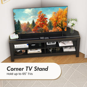 Corner TV Stand with Power Outlet for Living Room and Bedroom
