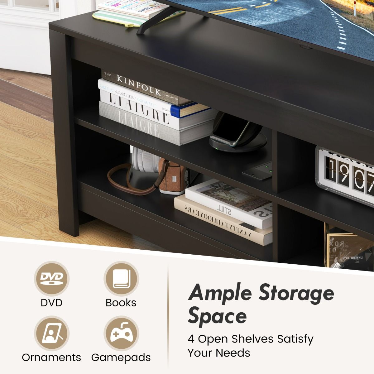 Corner TV Stand with Power Outlet for Living Room and Bedroom