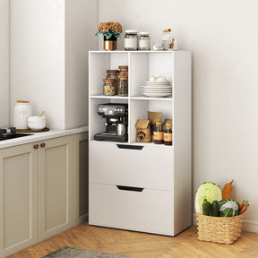 4-Cube Bookcase with 2 Drawers 130cm 5-Tier Tall Freestanding Bookshelf