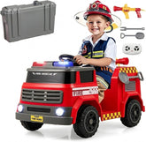12V Ride on Fire Truck, Battery Powered Car Toy w/Parent Remote Control, Toddler Electric Fire Vehicle w/Water Gun & Tank, Interphone, Shovel, Wrench, Music, Alarm Lamp & Siren-Call for Boys & Girls