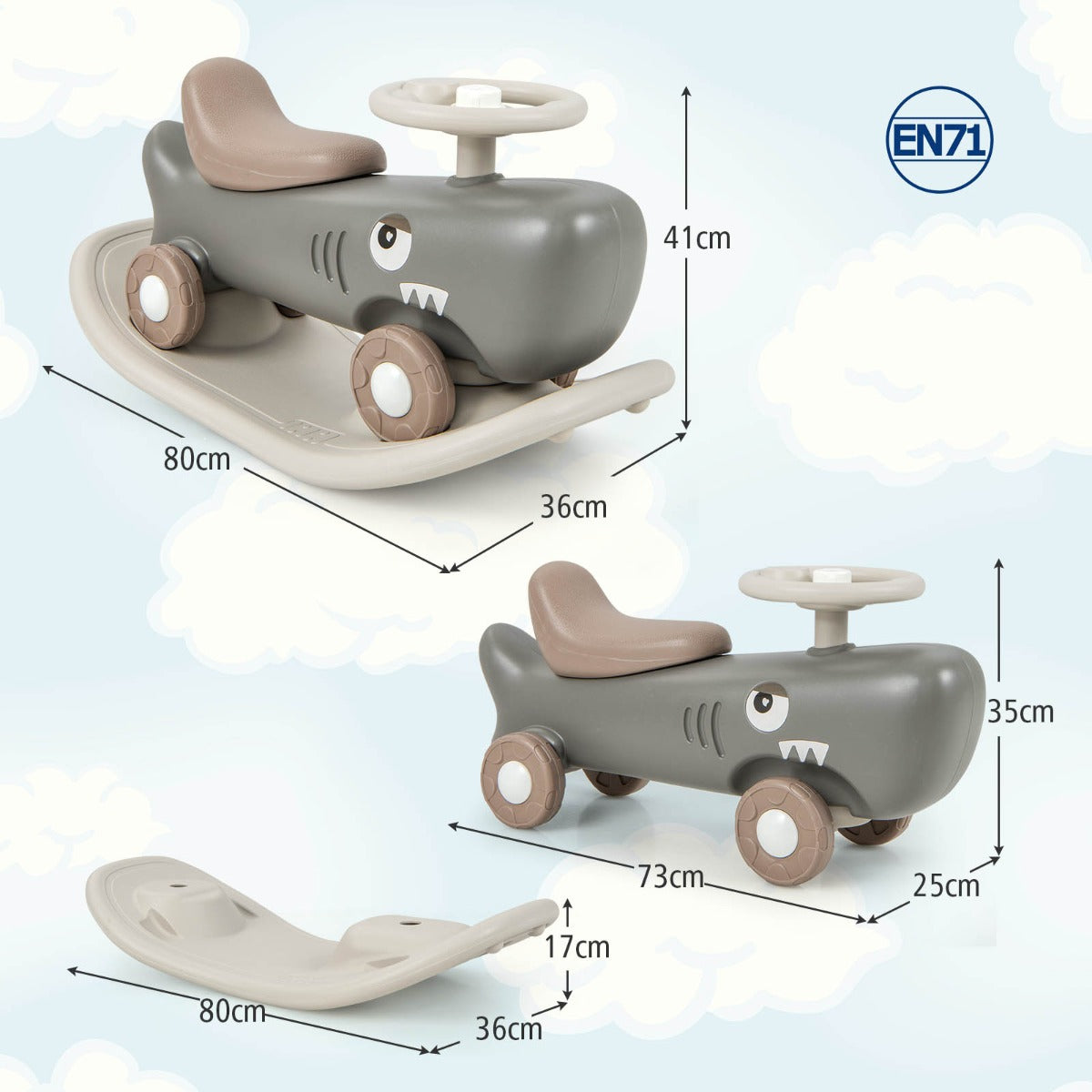 3-in-1 Convertible Kids Rocking Horse & Sliding Car