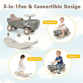 3-in-1 Convertible Kids Rocking Horse & Sliding Car