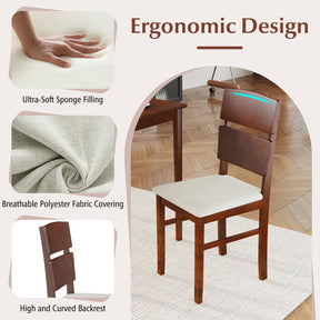 5-Piece Dining Table Set with High Curved Back for 4 People
