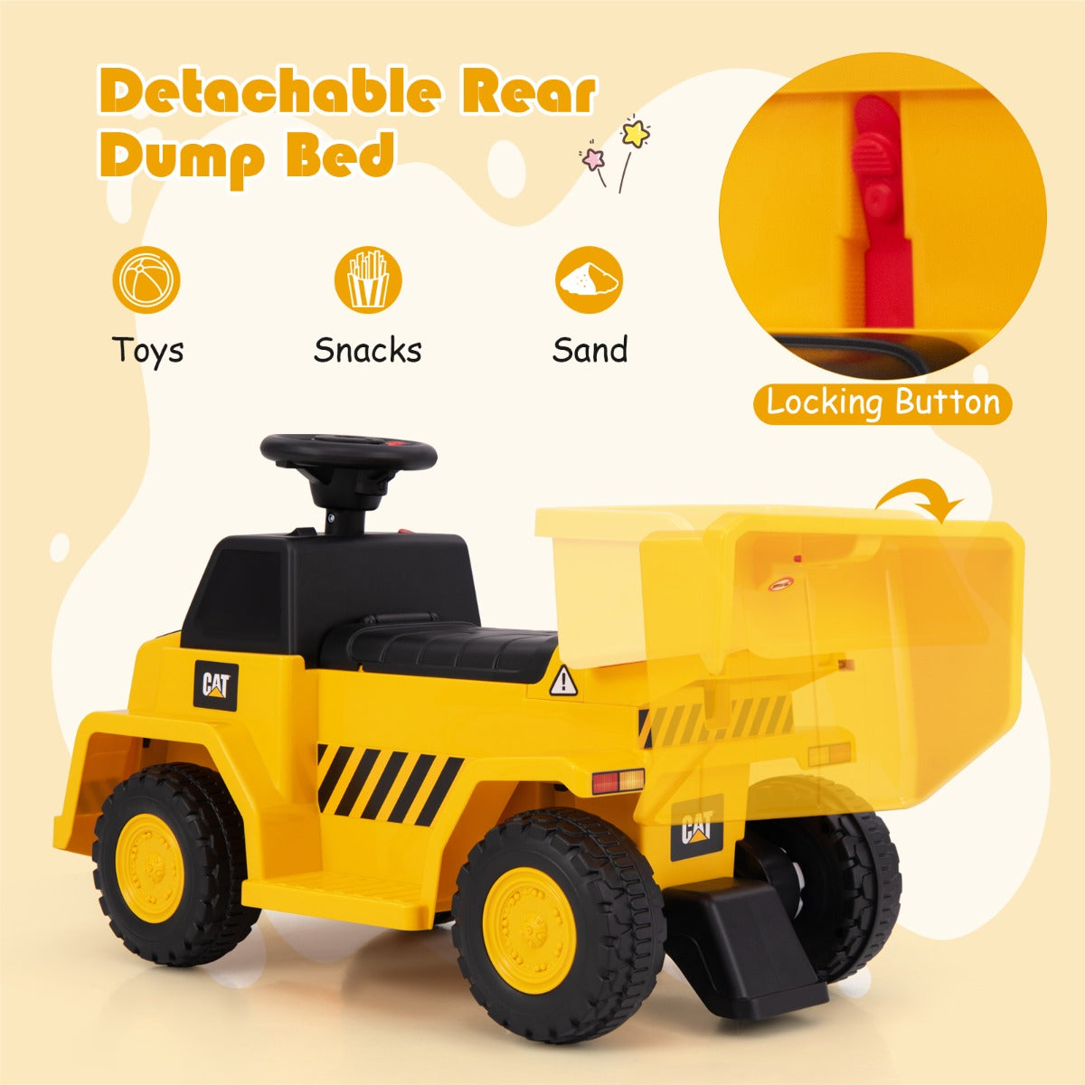 Licensed Caterpillar Kids Ride on Dump Truck with Horn and LED Lights