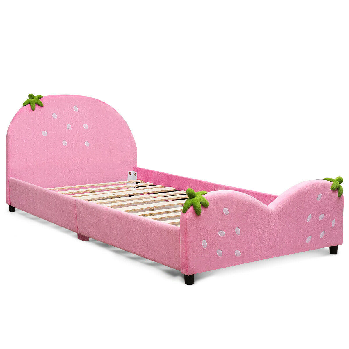 Kids Velvet  strawberry Pattern Toddler Bed