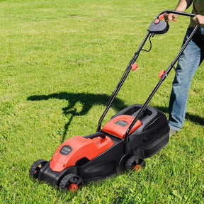 14" 12 Amp Folding Corded Electric Push Lawn Mower with Grass Bag