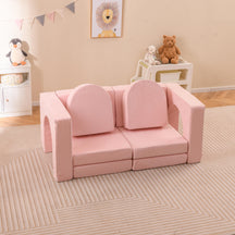 8-Piece Modular Kids Sofa Play Couch, Convertible Climb & Crawl Foam Playset with Comfy Suede Fabric