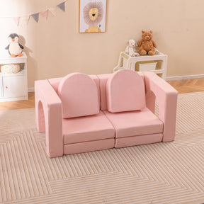 8-Piece Modular Kids Sofa Play Couch, Convertible Climb & Crawl Foam Playset with Comfy Suede Fabric