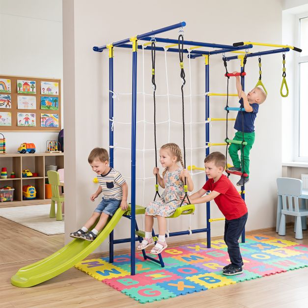 8-in-1 Wall Mount Indoor Jungle Gym for Kids Ages 3+