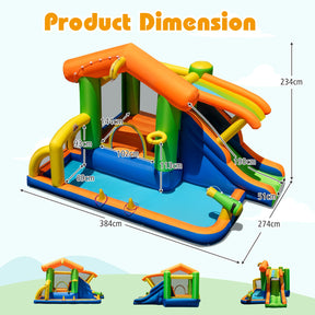 Inflatable Bounce House, 8-In-1 Multifunctional Water Park with Slide