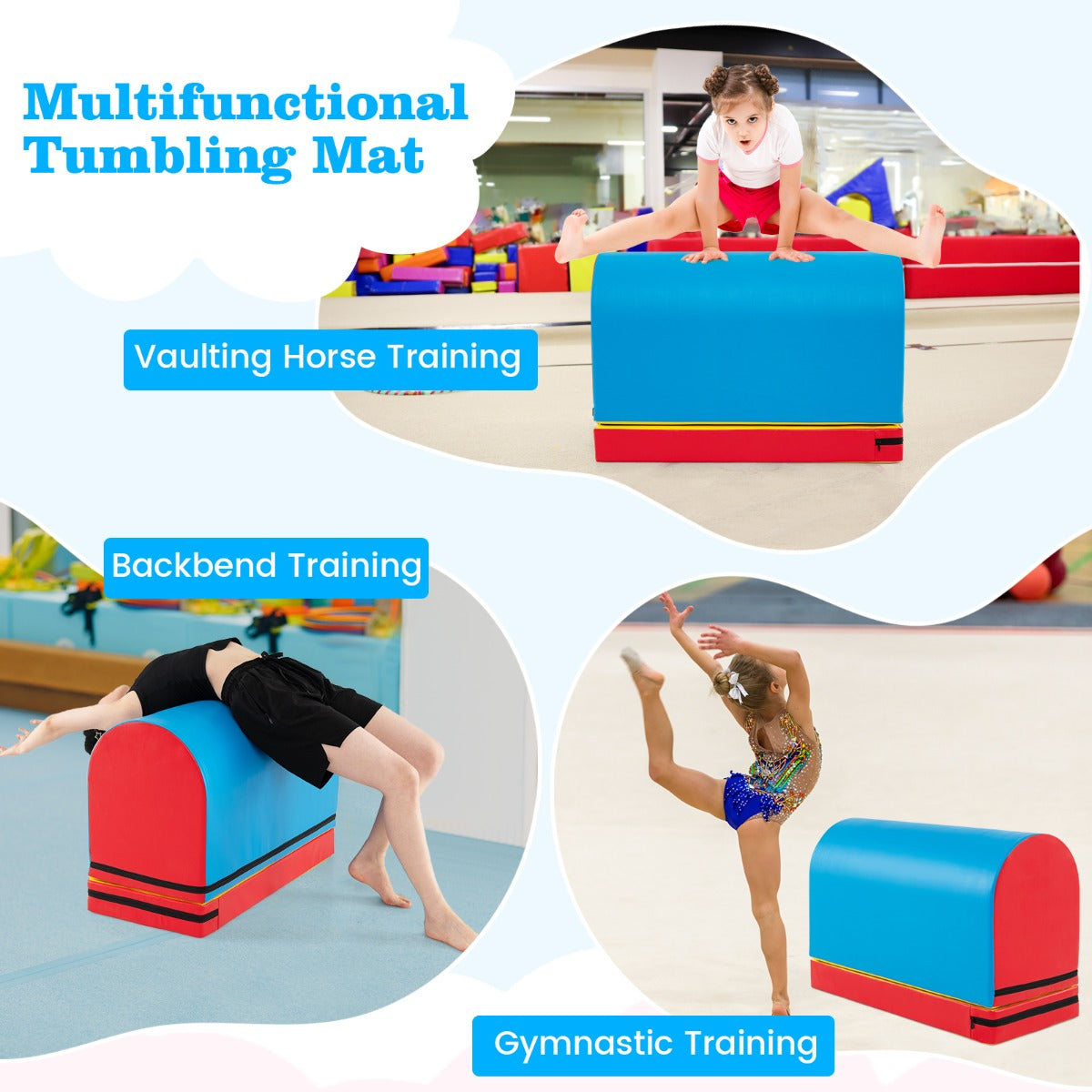 Mailbox Tumbling Aid Trainer Gymnastics Vaulting Box with Detachable Mat