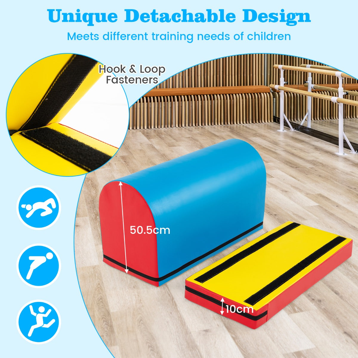 Mailbox Tumbling Aid Trainer Gymnastics Vaulting Box with Detachable Mat