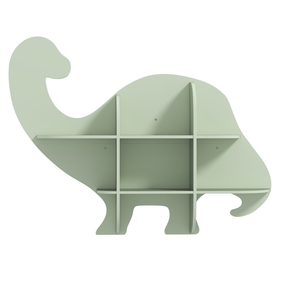 Floating Dinosaur Kids Bookshelf 2-Tier Wood Hanging Bookcase