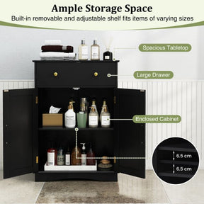 Floor Storage Cabinet with Drawer and Adjustable Shelf
