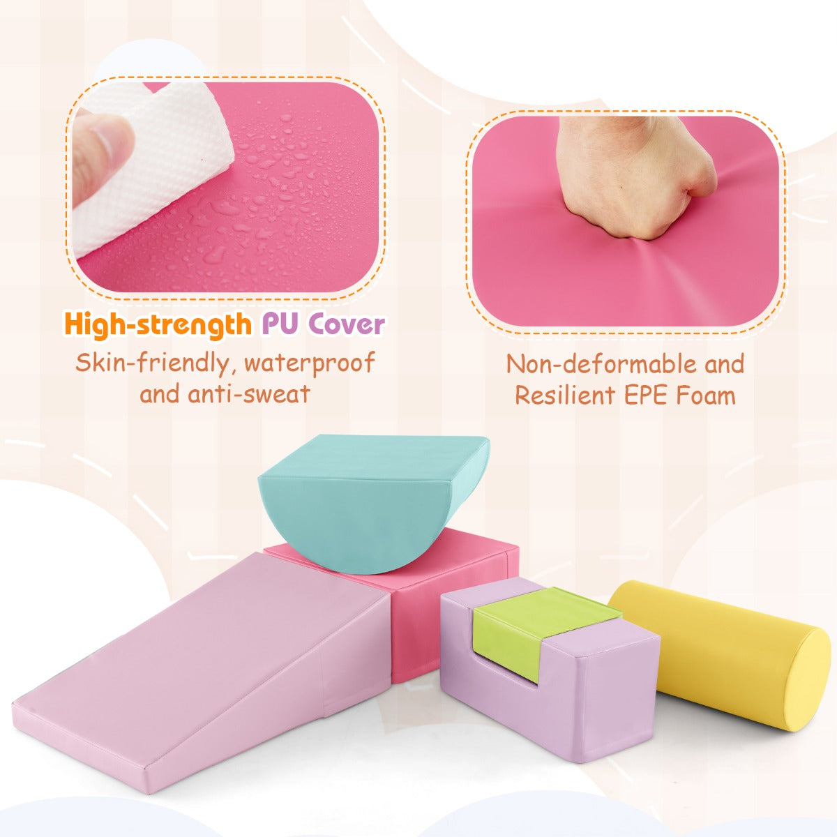 6 Pieces Indoor Climb and Crawl Activity Playset for Kids