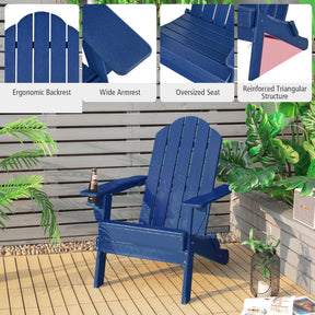 Folding Adirondack Chair with Cup Holder for Outdoor