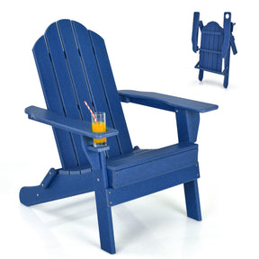 Folding Adirondack Chair with Cup Holder for Outdoor