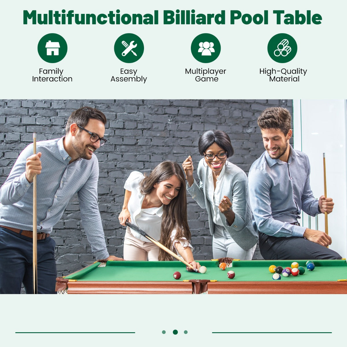 Portable Billiards Table Game with Foldable Legs for Family Game Bar Gym Room