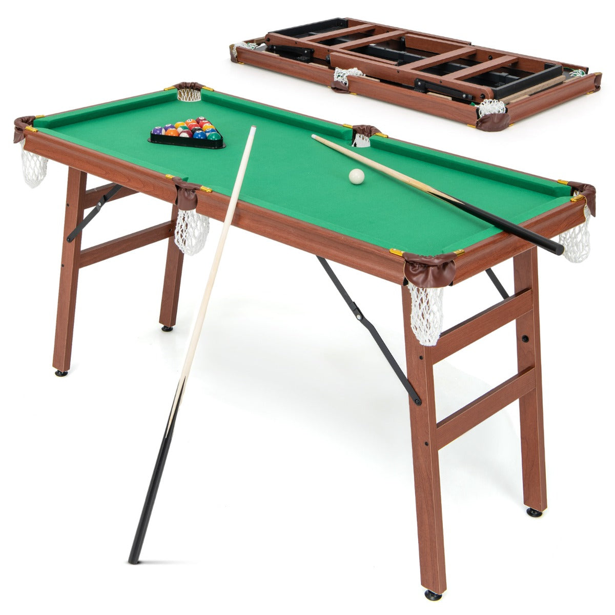 Portable Billiards Table Game with Foldable Legs for Family Game Bar Gym Room