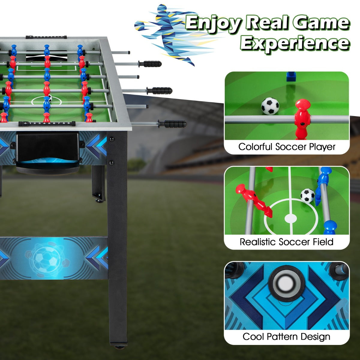 Foosball Table Game Set with 2 Footballs and Smooth Handle