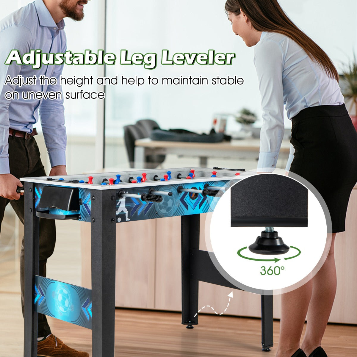 Foosball Table Game Set with 2 Footballs and Smooth Handle