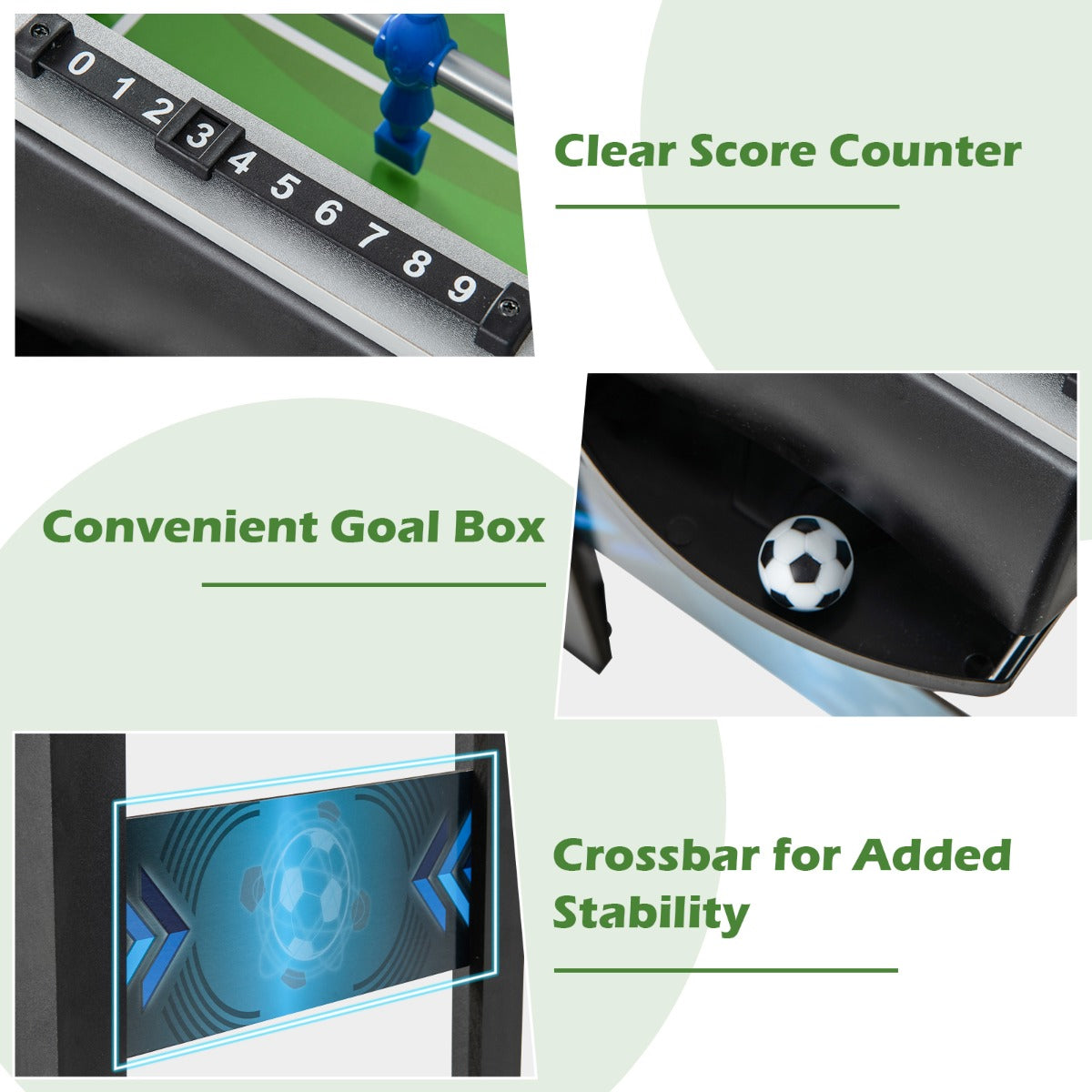 Foosball Table Game Set with 2 Footballs and Smooth Handle