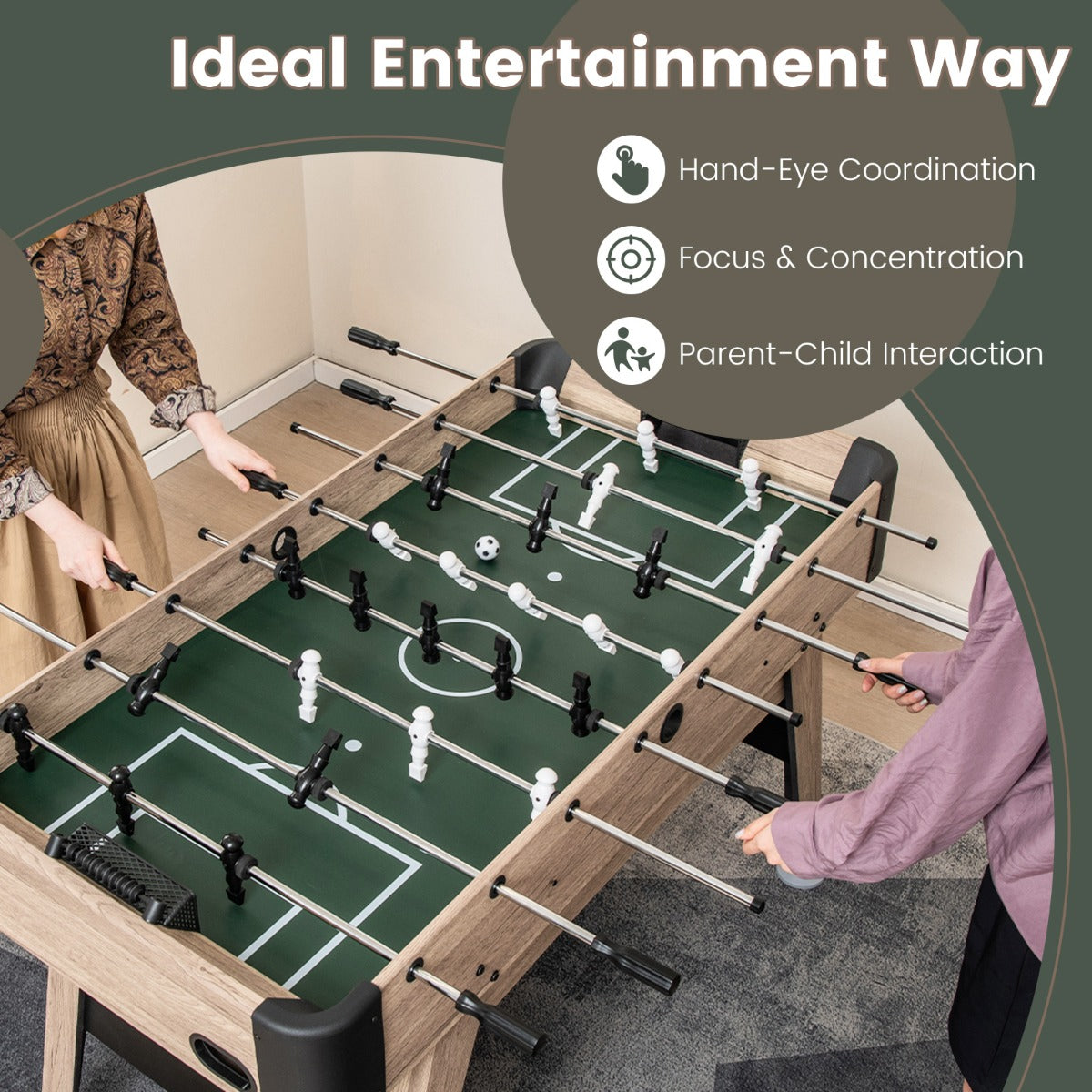 1.2m Foosball Table with 2 Bead Style Scorers and Adjustable Leg Levelers