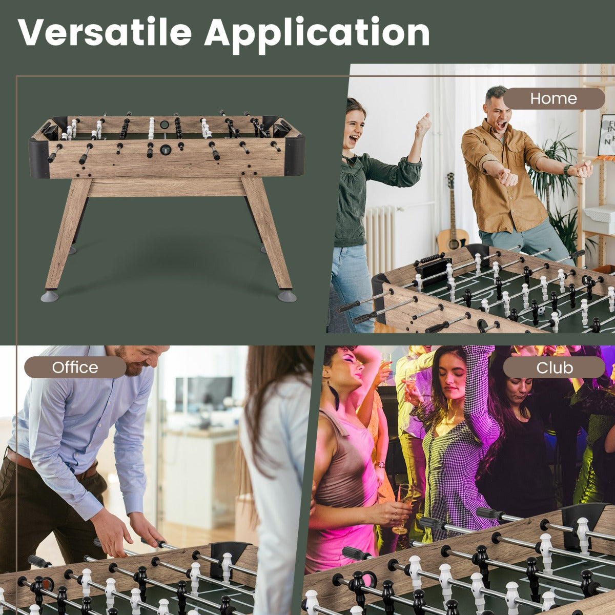 1.2m Foosball Table with 2 Bead Style Scorers and Adjustable Leg Levelers