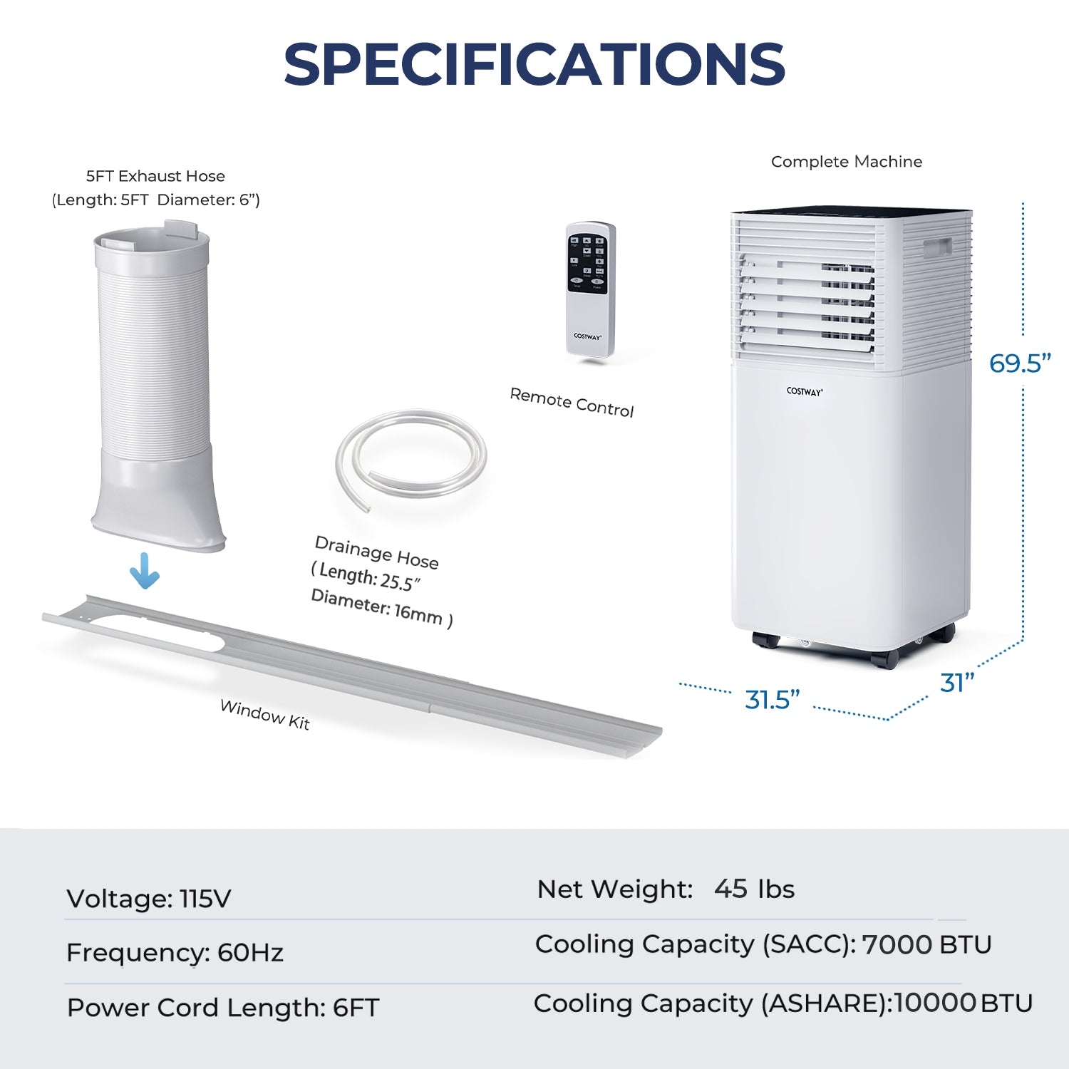 10000 BTU Air Cooler with Fan and Dehumidifier Mode
