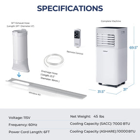 10000 BTU Air Cooler with Fan and Dehumidifier Mode