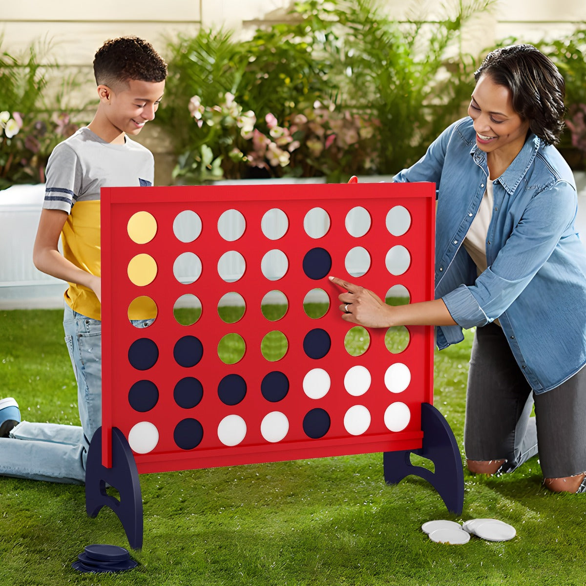 Giant 4-in-a-row Game Set Wooden Jumbo 4-to-Score Game