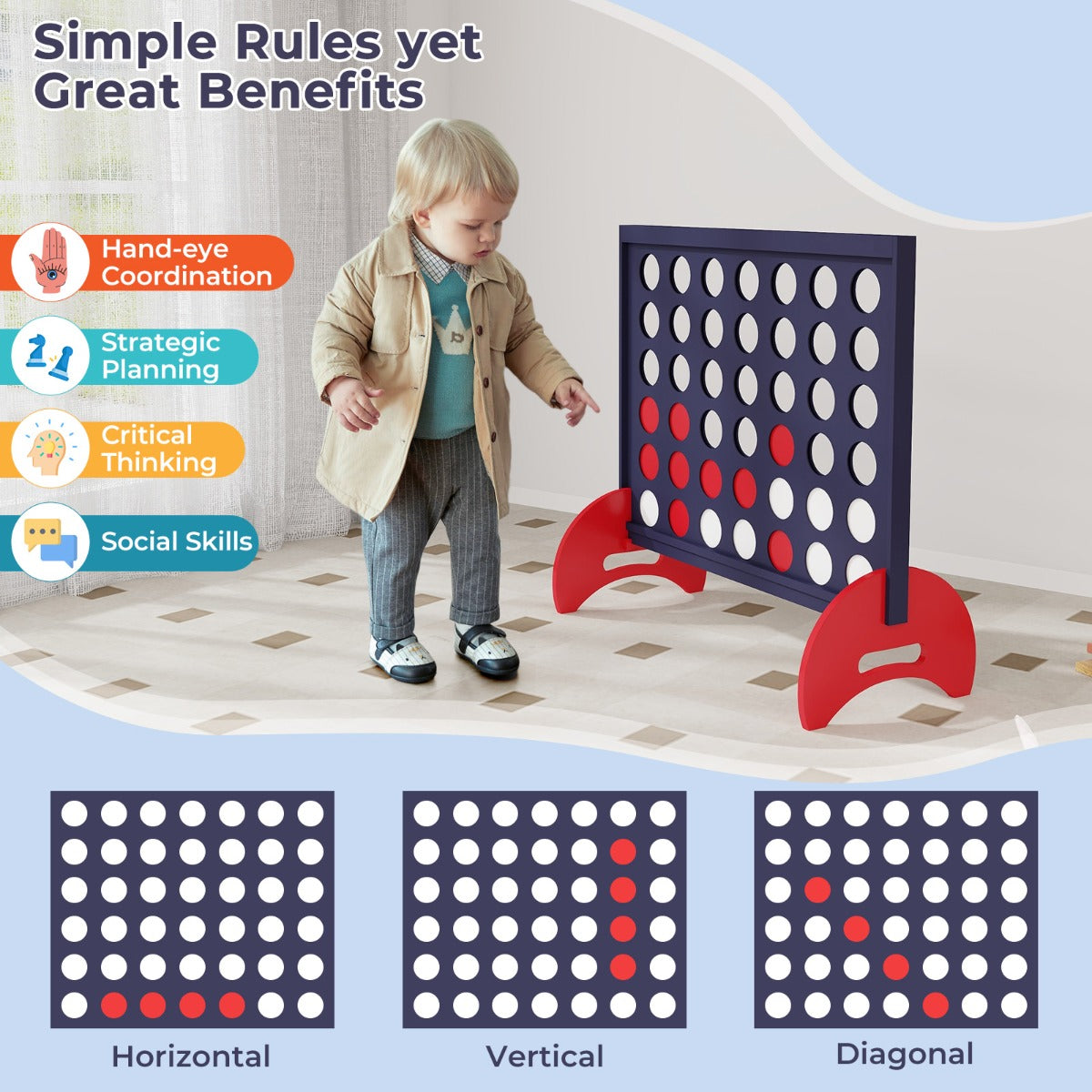 Giant 4-in-a-row Game Set Wooden Jumbo 4-to-Score Game