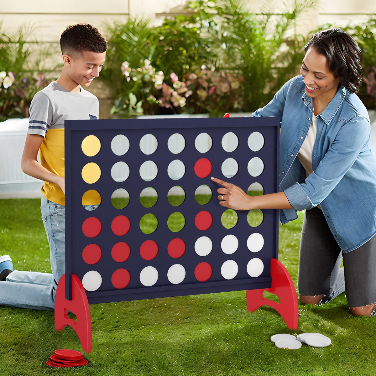 Giant 4-in-a-row Game Set Wooden Jumbo 4-to-Score Game