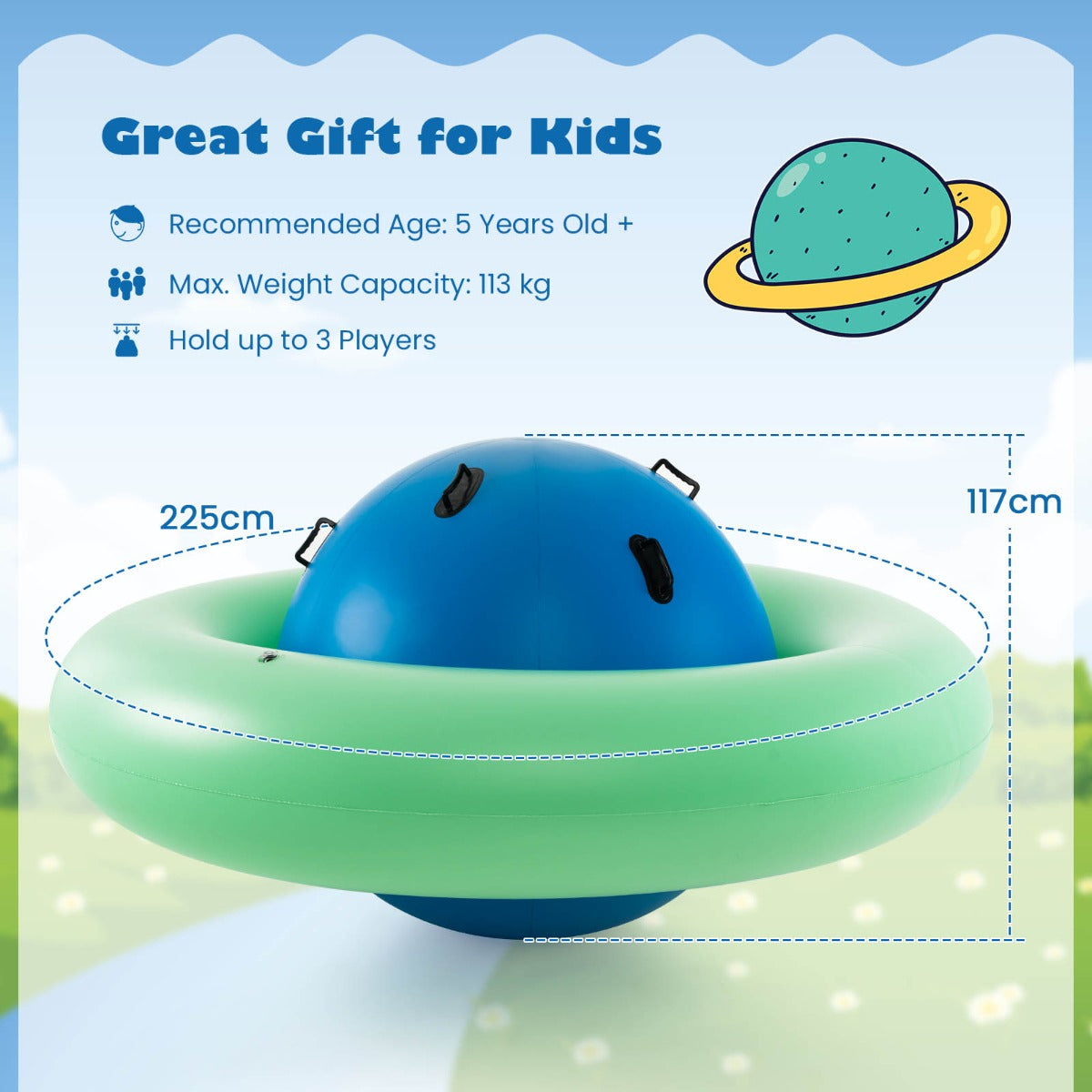 7.5Feet Giant Inflatable Dome Rocker Bouncer for Kids with 6 Built-in Handles