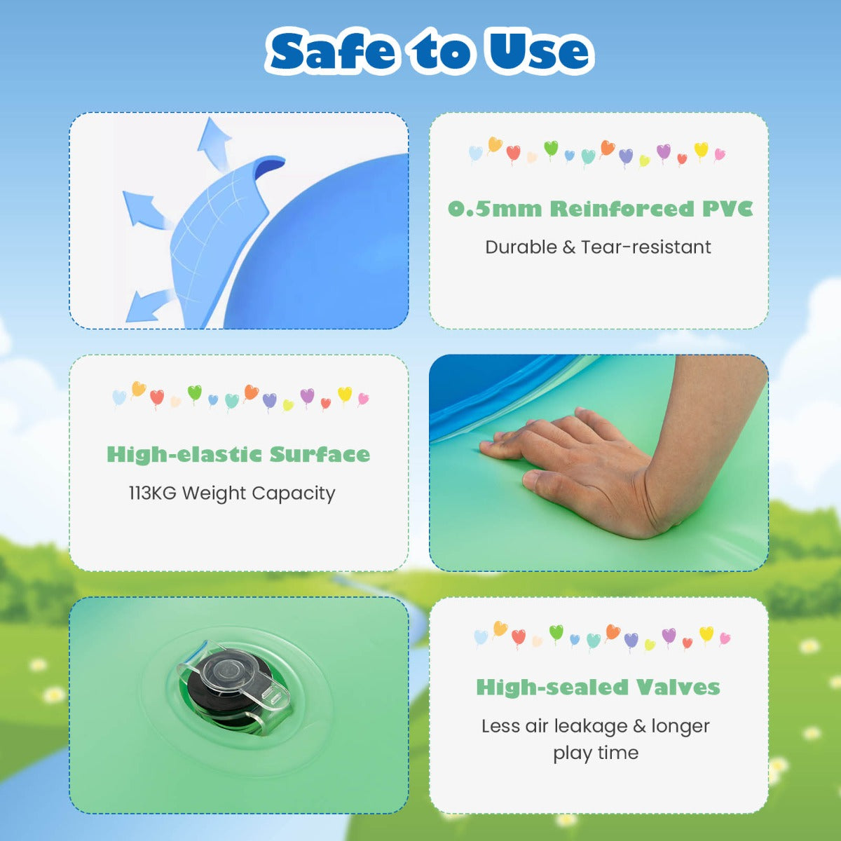 7.5Feet Giant Inflatable Dome Rocker Bouncer for Kids with 6 Built-in Handles