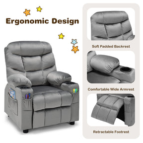 Kids Youth Recliner Chair with Cup Holders and Side Pockets for Boys Girls 3+ Age Group