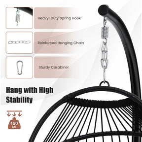 Hanging Swing Egg Chair with Stand and Cozy Head Pillow