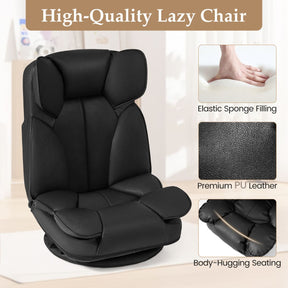 360 Degree Swivel Floor Gaming Chair, Folding Lazy Lounger Couch with 6-Position Adjustable Backrest & Sponge Filling