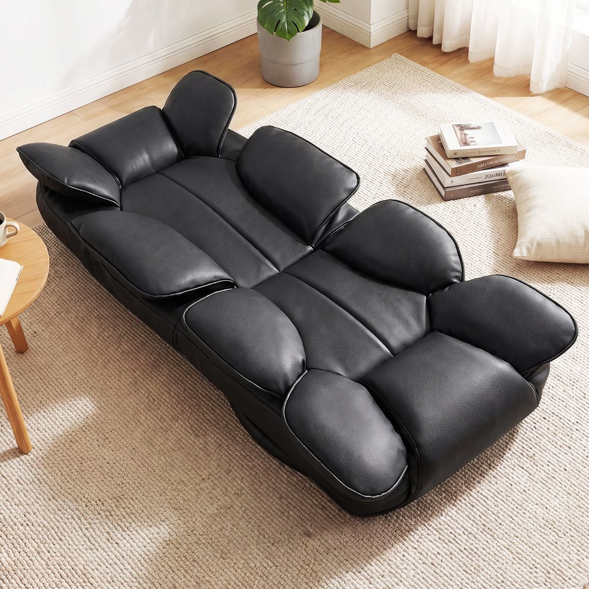 360 Degree Swivel Floor Gaming Chair, Folding Lazy Lounger Couch with 6-Position Adjustable Backrest & Sponge Filling