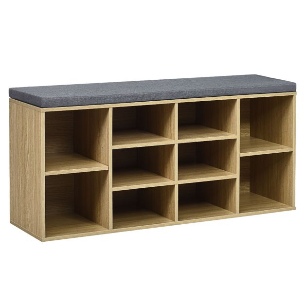 10-Cube Shoe Bench with Padded Cushions