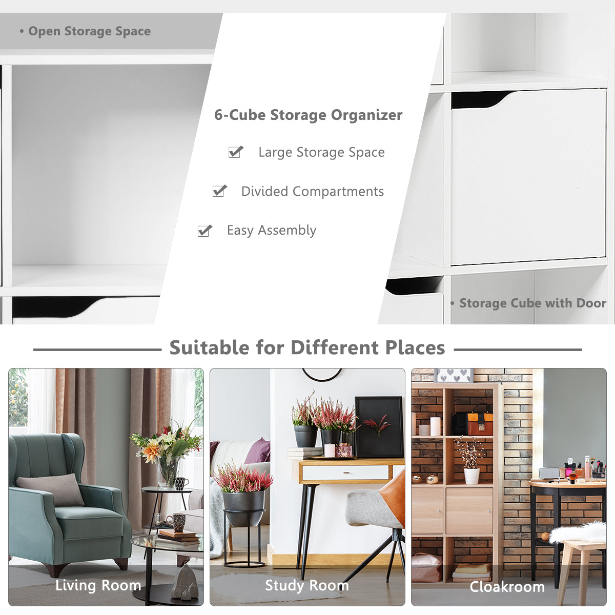 Cube Shelf with 9 Compartments and 5 Magnetic Doors