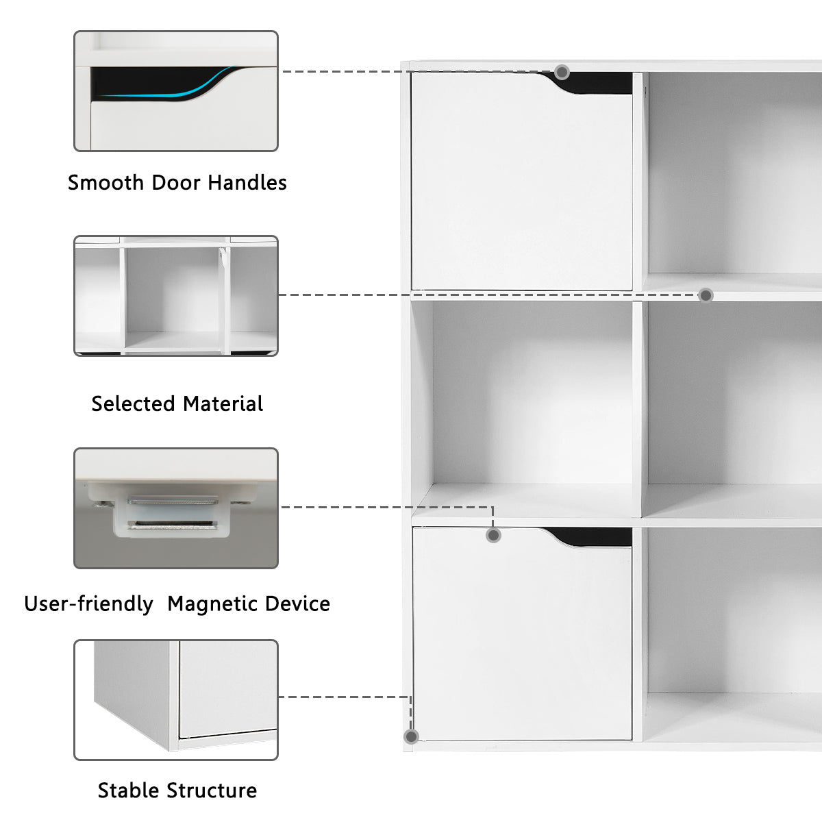 Cube Shelf with 9 Compartments and 5 Magnetic Doors