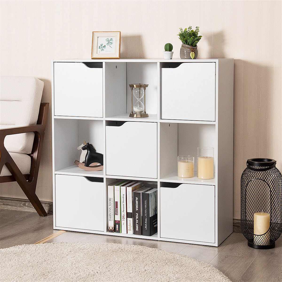 Cube Shelf with 9 Compartments and 5 Magnetic Doors