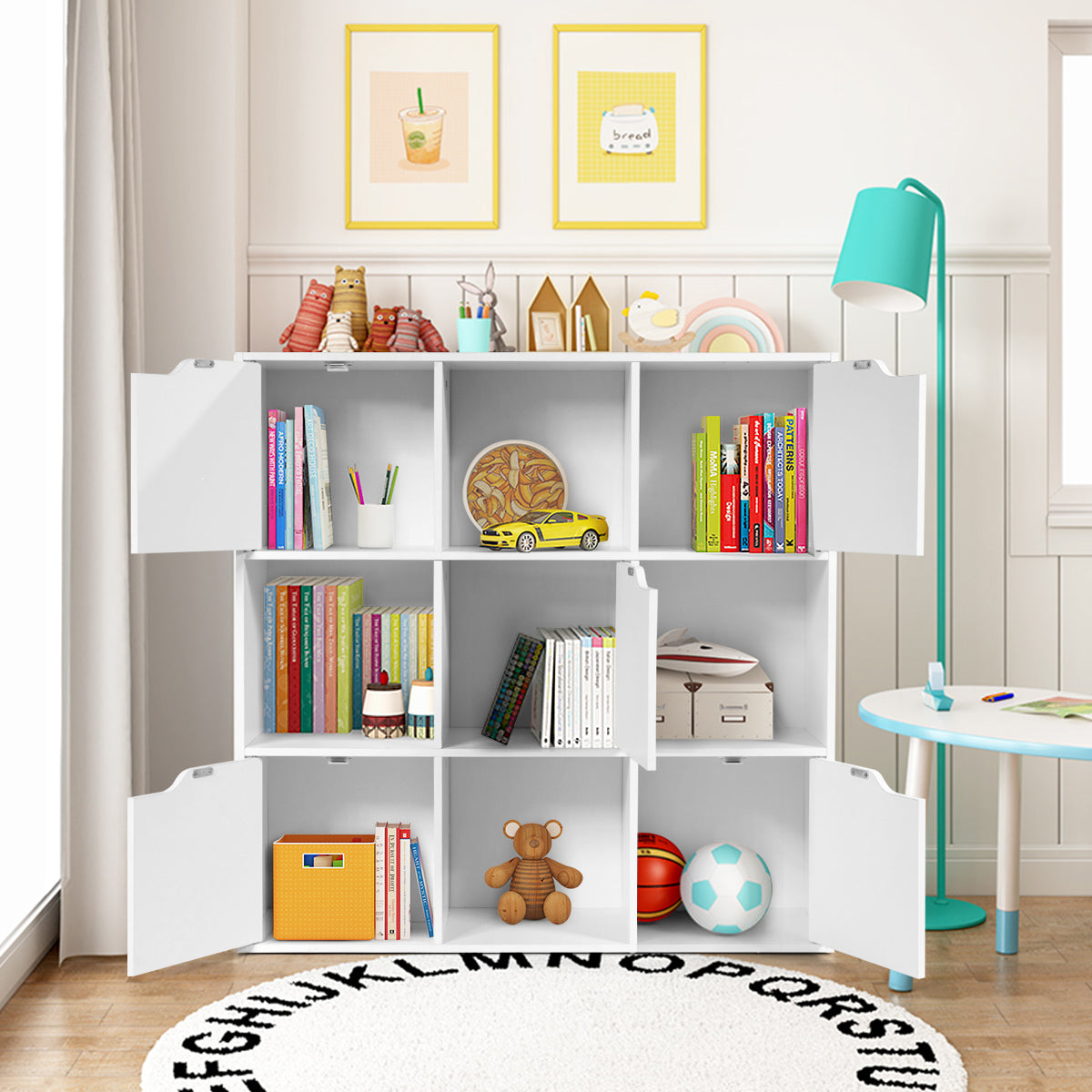 Cube Shelf with 9 Compartments and 5 Magnetic Doors