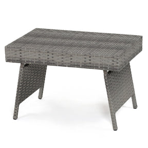 Outdoor Folding Wicker Side Table with Fixing Screws & Metal Frame