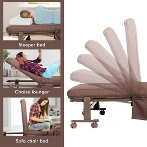 Folding Single Guest Bed with Mattress & Metal Frame