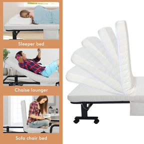 Folding Single Guest Bed with Mattress & Metal Frame